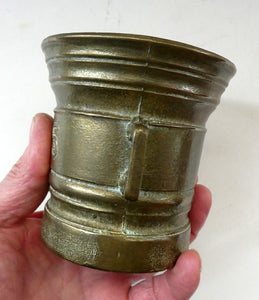 Antique Pharmacy Heavy Solid Brass Mortar And Pestle (B). Dated 1825