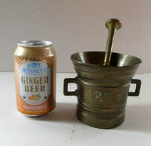 Load image into Gallery viewer, Antique Pharmacy Heavy Solid Brass Mortar And Pestle (B). Dated 1825
