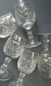 1950s Edinburgh Crystal Tall Small Wine Glasses. BRAEMAR Pattern. 5 1/2 inches