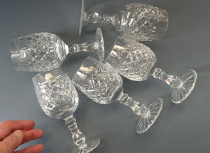 1950s Edinburgh Crystal Tall Small Wine Glasses. BRAEMAR Pattern. 5 1/2 inches