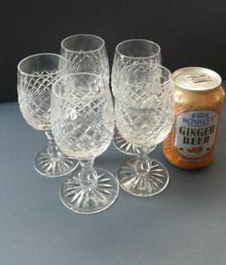 1950s Edinburgh Crystal Tall Small Wine Glasses. BRAEMAR Pattern. 5 1/2 inches