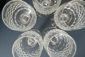 1950s Edinburgh Crystal Tall Small Wine Glasses. BRAEMAR Pattern. 5 1/2 inches