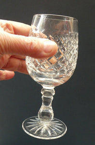 1950s Edinburgh Crystal Tall Small Wine Glasses. BRAEMAR Pattern. 5 1/2 inches