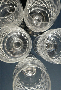 1950s Edinburgh Crystal Tall Small Wine Glasses. BRAEMAR Pattern . 5 1/2 inches