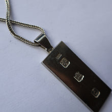 Load image into Gallery viewer, 1970s Vintage "RH" Sterling Silver Ingot PENDANT &amp; Thick Snake CHAIN. Hallmarked Edinburgh 1979
