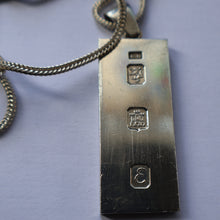 Load image into Gallery viewer, 1970s Vintage "RH" Sterling Silver Ingot PENDANT &amp; Thick Snake CHAIN. Hallmarked Edinburgh 1979
