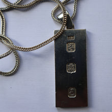 Load image into Gallery viewer, 1970s Vintage "RH" Sterling Silver Ingot PENDANT &amp; Thick Snake CHAIN. Hallmarked Edinburgh 1979
