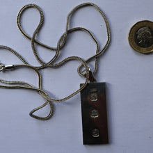 Load image into Gallery viewer, 1970s Vintage "RH" Sterling Silver Ingot PENDANT &amp; Thick Snake CHAIN. Hallmarked Edinburgh 1979
