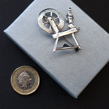 Load image into Gallery viewer, SCOTTISH SILVER Ortak Vintage 1970s Spinning Wheel Brooch. Designed by Malcolm Gray
