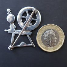 Load image into Gallery viewer, SCOTTISH SILVER Ortak Vintage 1970s Spinning Wheel Brooch. Designed by Malcolm Gray
