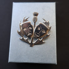 Load image into Gallery viewer, SCOTTISH SILVER. Rare Orkney Vintage Designer Silver "Comedy and Tradegy" Brooch.  Maker's Mark: GMS
