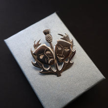 Load image into Gallery viewer, SCOTTISH SILVER. Rare Orkney Vintage Designer Silver "Comedy and Tradegy" Brooch.  Maker's Mark: GMS

