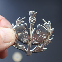 Load image into Gallery viewer, SCOTTISH SILVER. Rare Orkney Vintage Designer Silver "Comedy and Tradegy" Brooch.  Maker's Mark: GMS
