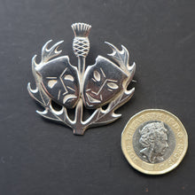 Load image into Gallery viewer, SCOTTISH SILVER. Rare Orkney Vintage Designer Silver "Comedy and Tradegy" Brooch.  Maker's Mark: GMS
