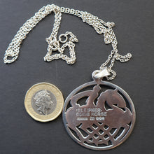 Load image into Gallery viewer, 1970s Vintage Scottish SHETLAND SILVER Zoomorphic Stylised Pendant &amp; Chain: Sleipnir /  Odins Horse

