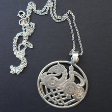Load image into Gallery viewer, 1970s Vintage Scottish SHETLAND SILVER Zoomorphic Stylised Pendant &amp; Chain: Sleipnir /  Odins Horse

