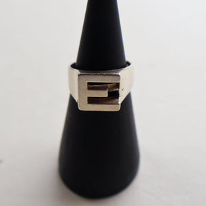 TWO Vintage Child's Size Silver Rings; One with the Initial "E" and the other (smaller) with an Amethyst.