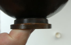 Antique Arts & Crafts Copper Ink Well with Ruskin Ceramic Roundel. Original Ceramic Well