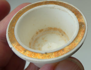 Antique Arts & Crafts Copper Ink Well with Ruskin Ceramic Roundel. Original Ceramic Well