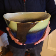 Load image into Gallery viewer, Contemporary Design. Large Stylish Lithuanian Hand-Blown Art Glass Vase Multi-Coloured with Cased Glass Interior
