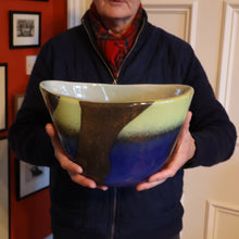 Load image into Gallery viewer, Contemporary Design. Large Stylish Lithuanian Hand-Blown Art Glass Vase Multi-Coloured with Cased Glass Interior
