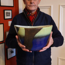 Load image into Gallery viewer, Contemporary Design. Large Stylish Lithuanian Hand-Blown Art Glass Vase Multi-Coloured with Cased Glass Interior
