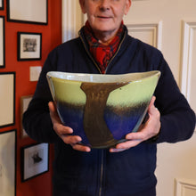 Load image into Gallery viewer, Contemporary Design. Large Stylish Lithuanian Hand-Blown Art Glass Vase Multi-Coloured with Cased Glass Interior
