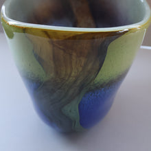 Load image into Gallery viewer, Contemporary Design. Large Stylish Lithuanian Hand-Blown Art Glass Vase Multi-Coloured with Cased Glass Interior
