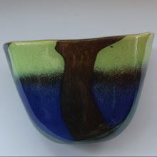 Load image into Gallery viewer, Contemporary Design. Large Stylish Lithuanian Hand-Blown Art Glass Vase Multi-Coloured with Cased Glass Interior
