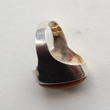 Load image into Gallery viewer, Vintage 1977 Hallmarked Space Age Silver Rings with Oval Tiger&#39;s Eye Inclusion. Size O
