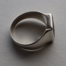 Load image into Gallery viewer, Vintage 1970s Silver Signet Ring with Small Square Abalone Inclusion. Size T

