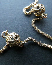 Load image into Gallery viewer, Long Fancy Guard or Muff Chain with Gold Ball Inclusions. 14 Carat Gold. Weight 11 grams
