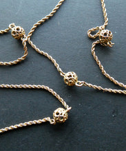Load image into Gallery viewer, Long Fancy Guard or Muff Chain with Gold Ball Inclusions. 14 Carat Gold. Weight 11 grams
