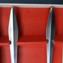 Load image into Gallery viewer, Vintage 1950s NORWEGIAN Norstaal INKA Brushed Stainless Steel Cutlery. Pair of Salad Servers
