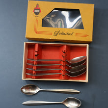 Load image into Gallery viewer, Vintage 1950s NORWEGIAN Norstaal INKA Brushed Stainless Steel Cutlery. 6 Teaspoons
