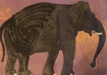 Load image into Gallery viewer, AMERICAN ART. Robert Rivers: Large 1999 Limited Edition Etching Printed in Colour Using Three Plates.  Entitled &quot;Elephant in Purple Garden&quot;. FRAMED
