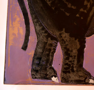AMERICAN ART. Robert Rivers: Large 1990s Colour Etching Entitled "Elephant in Purple Garden". FRAMED
