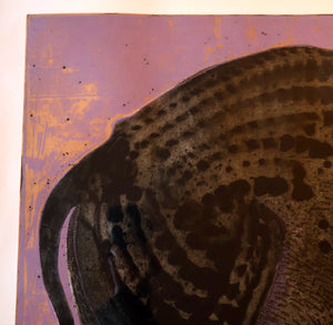 AMERICAN ART. Robert Rivers: Large 1999 Limited Edition Etching Printed in Colour Using Three Plates.  Entitled "Elephant in Purple Garden". FRAMED