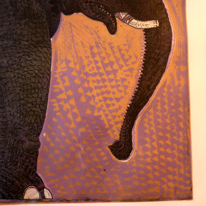 AMERICAN ART. Robert Rivers: Large 1990s Colour Etching Entitled "Elephant in Purple Garden". FRAMED