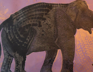 AMERICAN ART. Robert Rivers: Large 1999 Limited Edition Etching Printed in Colour Using Three Plates.  Entitled "Elephant in Purple Garden". FRAMED