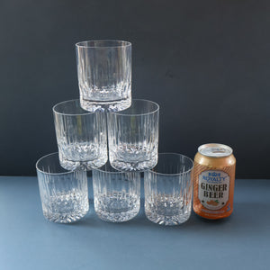 SIX LARGE: Vintage GLENEAGLES Edinburgh Crystal Double Old Fashioned Tumblers. Height: 3 5/48 inches (12 oz)