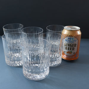 SIX LARGE: Vintage GLENEAGLES Edinburgh Crystal Double Old Fashioned Tumblers. Height: 3 5/48 inches (12 oz)