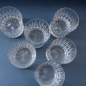 SIX LARGE: Vintage GLENEAGLES Edinburgh Crystal Double Old Fashioned Tumblers. Height: 3 5/48 inches (12 oz)