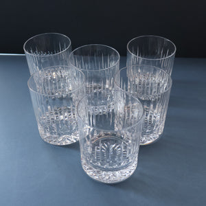 SIX LARGE: Vintage GLENEAGLES Edinburgh Crystal Double Old Fashioned Tumblers. Height: 3 5/48 inches (12 oz)