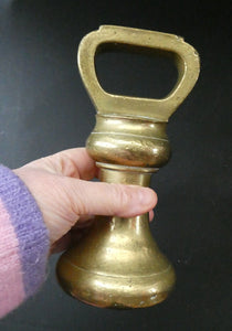 Three Antique Bell Shape Brass Weights Pooley of Liverpool 7lbs. 4lbs, 2lbs