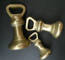 Load image into Gallery viewer, Three Antique Bell Shape Brass Weights Pooley of Liverpool 7lbs. 4lbs, 2lbs
