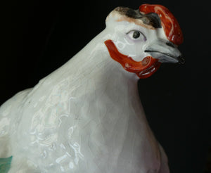 Victorian Antique White Staffordshire Hen on a Nest 19th century