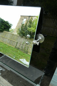 Vintage 1930s Art Deco Black Vitrolite Glass Bathroom Splashback with Mirror and Glass Shelf