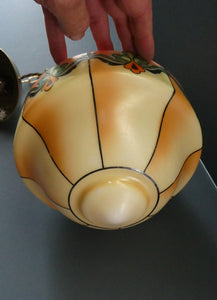 Early 20th Century Continental ART NOUVEAU / JUGENDSTIL Glass Hanging Light with Brass Fittings