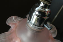 Load image into Gallery viewer, Stunning 1930s ART DECO Metal Table Lamp. Silver-Tone Kneeling Nude. Pink Glass Shade
